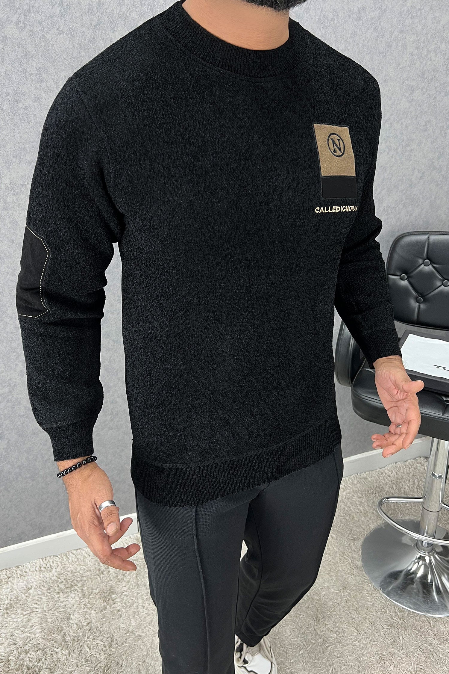 Fashion Patchwork Round Neck Imported Men's Sweatshirt