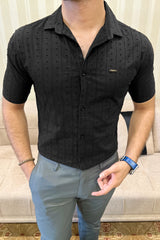 Turbo Puff Clasic Thread Casual Shirt In Black
