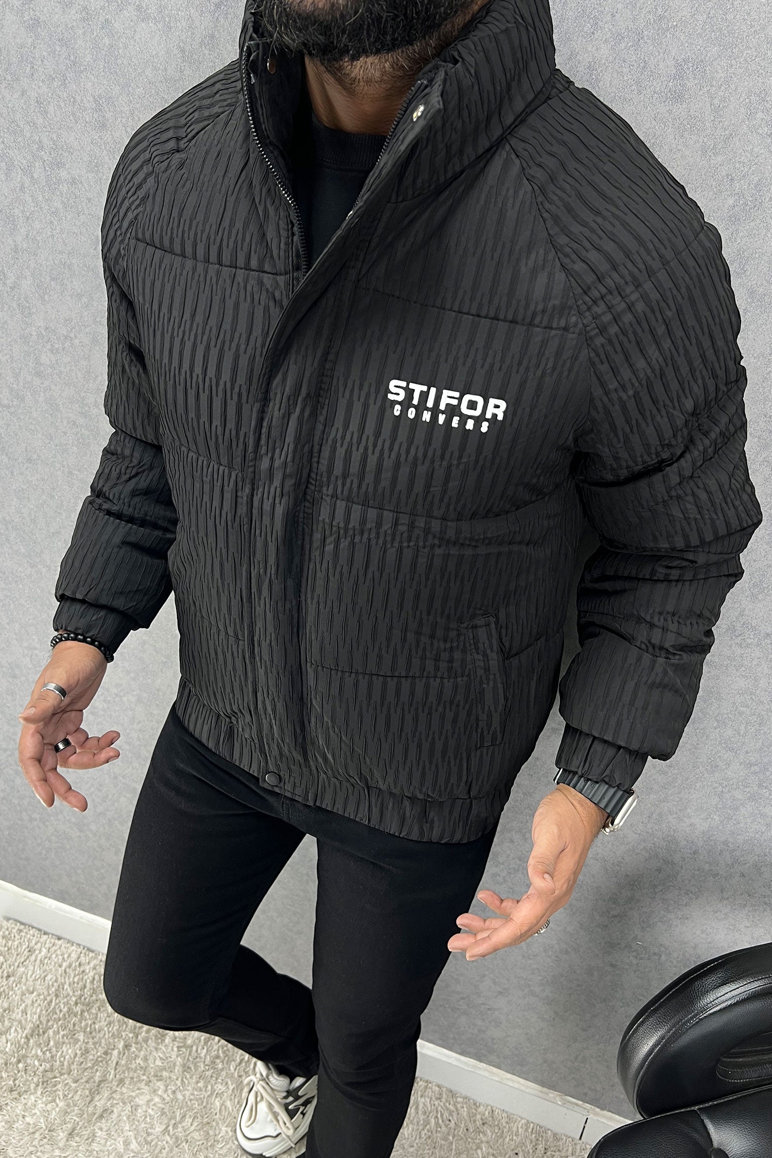 Stifr All Over Texture Padded Imported Puffer Jacket