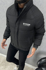 Stifr All Over Texture Padded Imported Puffer Jacket In Black