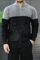 Organic Color-Block Quarter-Zip Imported Rabbit Wool Men's Sweater