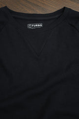 Turbo T Shoulder Style Round Neck Thermal Cotton Men's Sweatshirt In Black