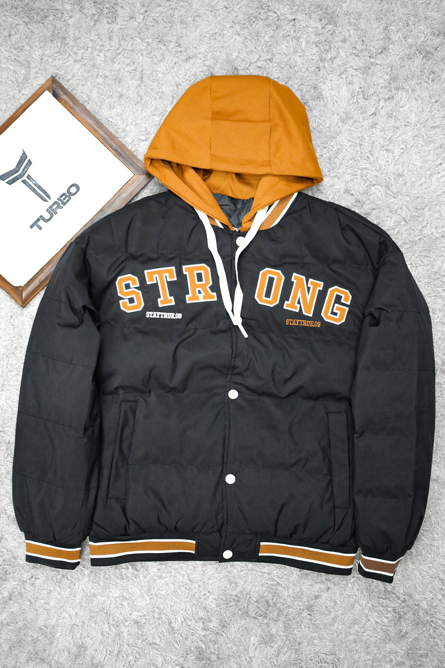 Stay True Dual Button Hooded Imported Puffer Jacket