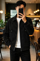 Men's Relaxed Fit Suede Leather Jacket In Black