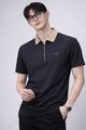 Turbo Quarter Zipper Design Polo Men's T-Shirt In Black