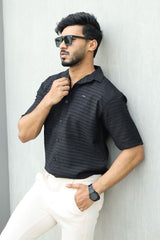 Turbo Snitch Striped Casual Shirt In Black