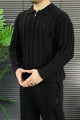 Turbo X Polo Ribbed Texture Quarter-Zip Imported Men's Jumper Sweater In Black