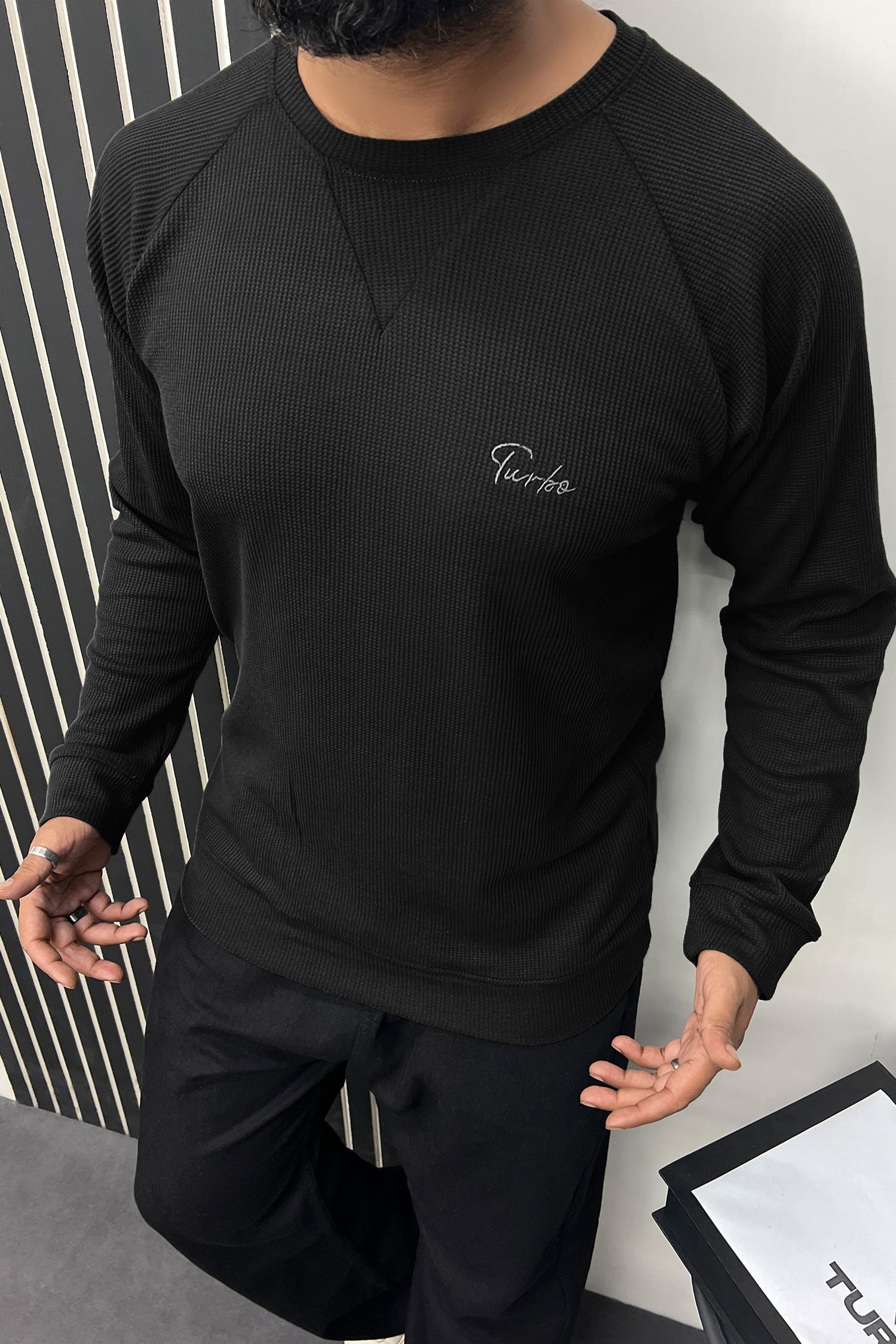 Turbo T Shoulder Style Round Neck Thermal Cotton Men's Sweatshirt