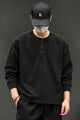 Turbo Basic Henley Imported Round Neck Men's Sweatshirt In Black