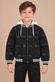Casual Detachable Hood Imported Kid's Puffer Jacket In Black