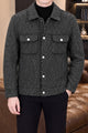 Sharp Herringbone Texture Imported Men's Wool Jacket In Black