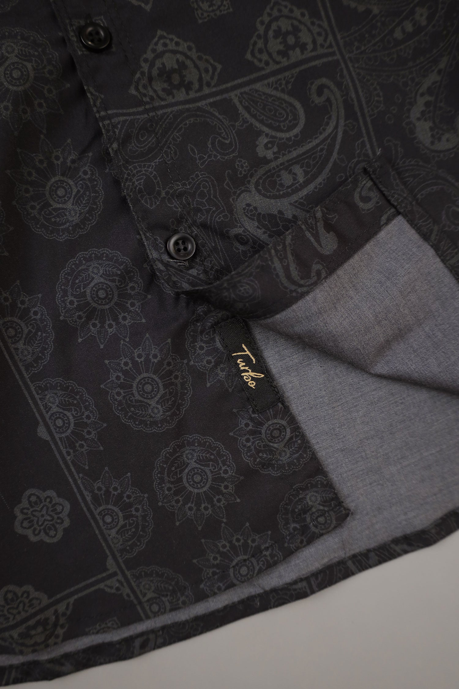 Turbo Splash Printed Long Sleeve Cotton Casual Shirt In Black