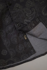 Turbo Splash Printed Long Sleeve Cotton Casual Shirt In Black