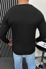 Turbo Signature Logo Round Neck Thermal Cotton Men's Sweatshirt In Black