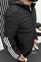 Adds Half Stripe Hooded Padded Imported Puffer Jacket