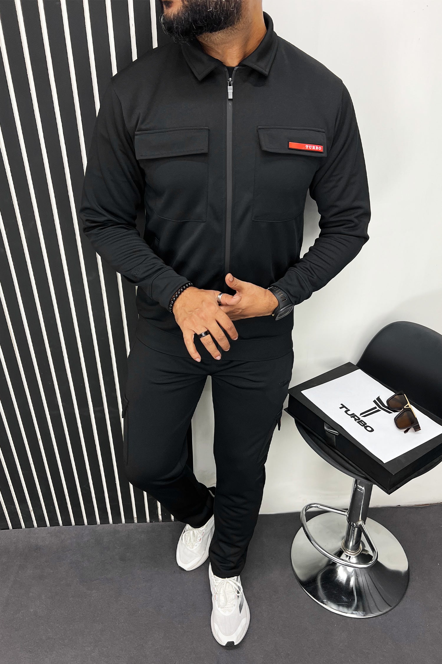 Turbo Collar Style Men Zipper Tracksuit