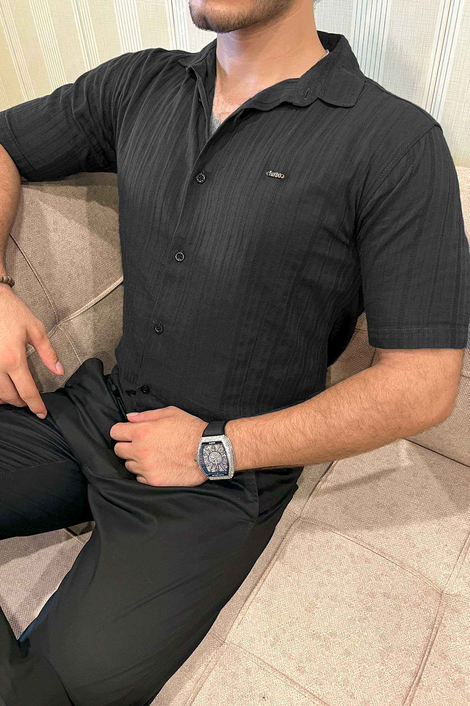Turbo Minimalist Design Half Sleeve Casual Shirt