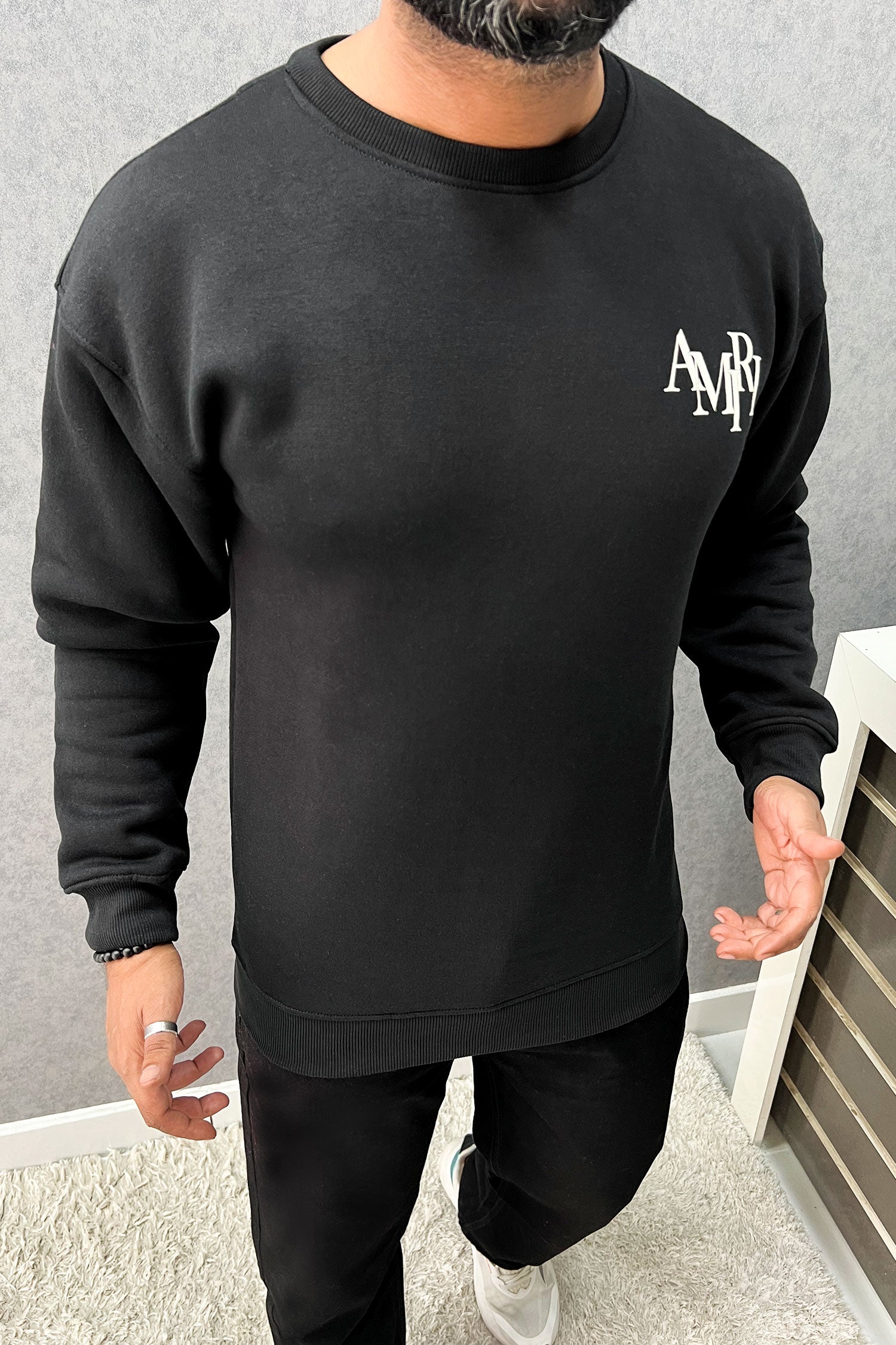 Amri Slogan Signature Crew Neck Full Sleeves Men's Sweatshirt