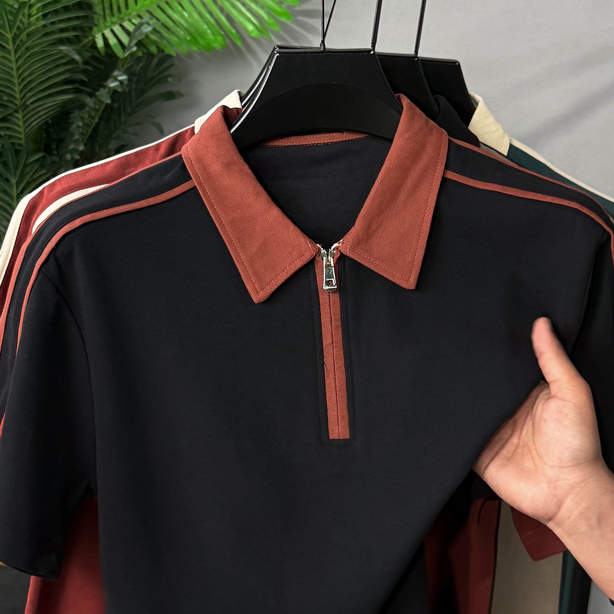 Turbo Short Sleeve Zip-Up Men's Polo Shirt