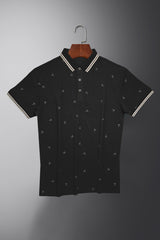 Turbo Perfect Conversational Printed Men's Polo Shirt In Black