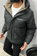 Trnd Man Textured Pocket Style Padded Imported Puffer Jacket In Black