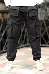 Turbo Front Pocket Style Imp Cotton Cargo Trouser In Black