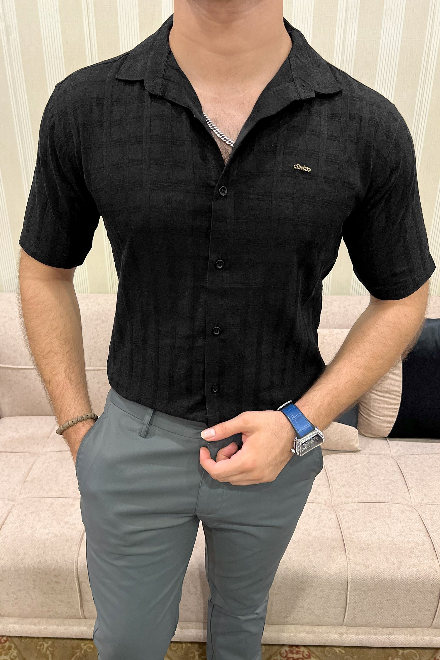 Turbo ShowOff Self Pattern Casual Shirt