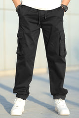 Turbo Vintage Grip Signature Imp Cotton Cargo Trouser In Black