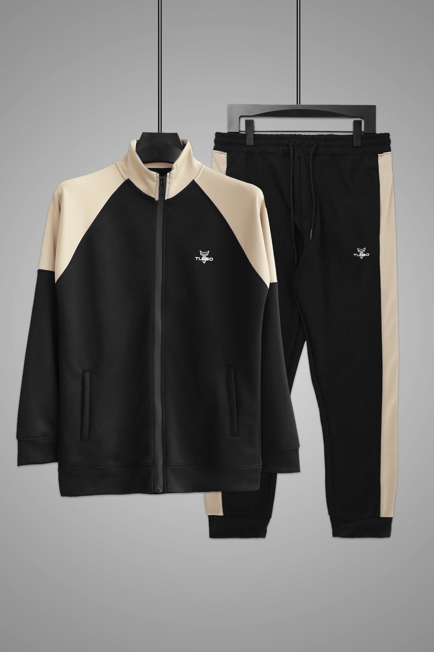 Turbo Raglan Sleeves Panel Moke Neck Zipper Tracksuit