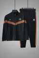 Nke Diagonal V Panel Signature Full Zipper Tracksuit In Black