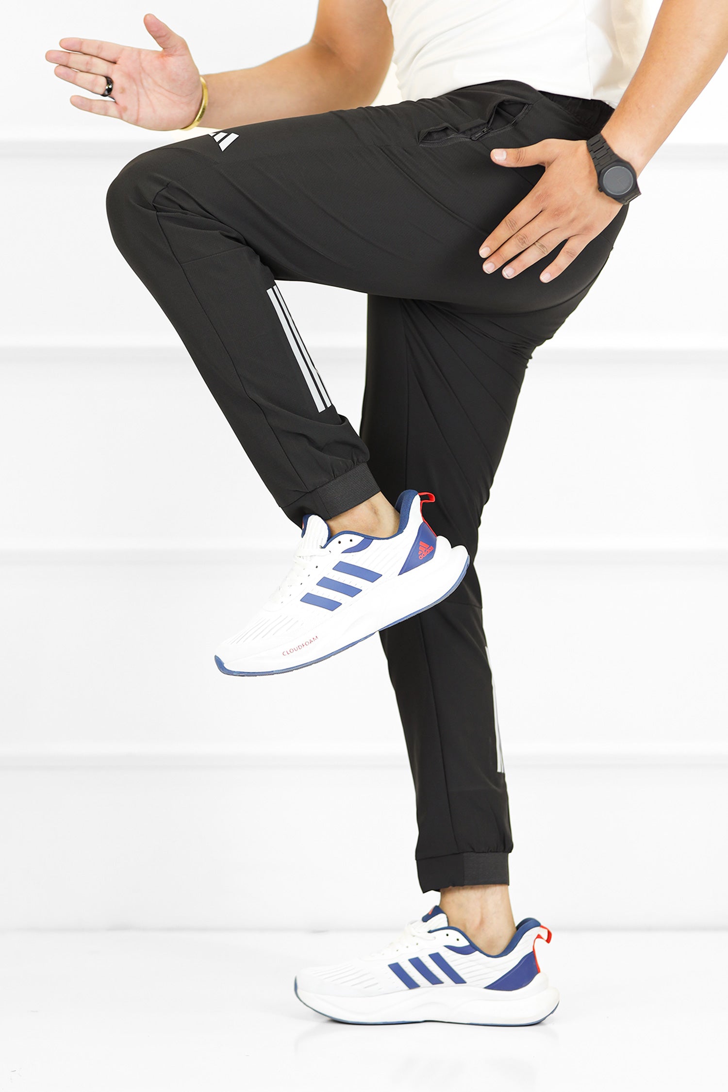 Adds Knitted Essential Micro Premium Sportswear Trouser In Black