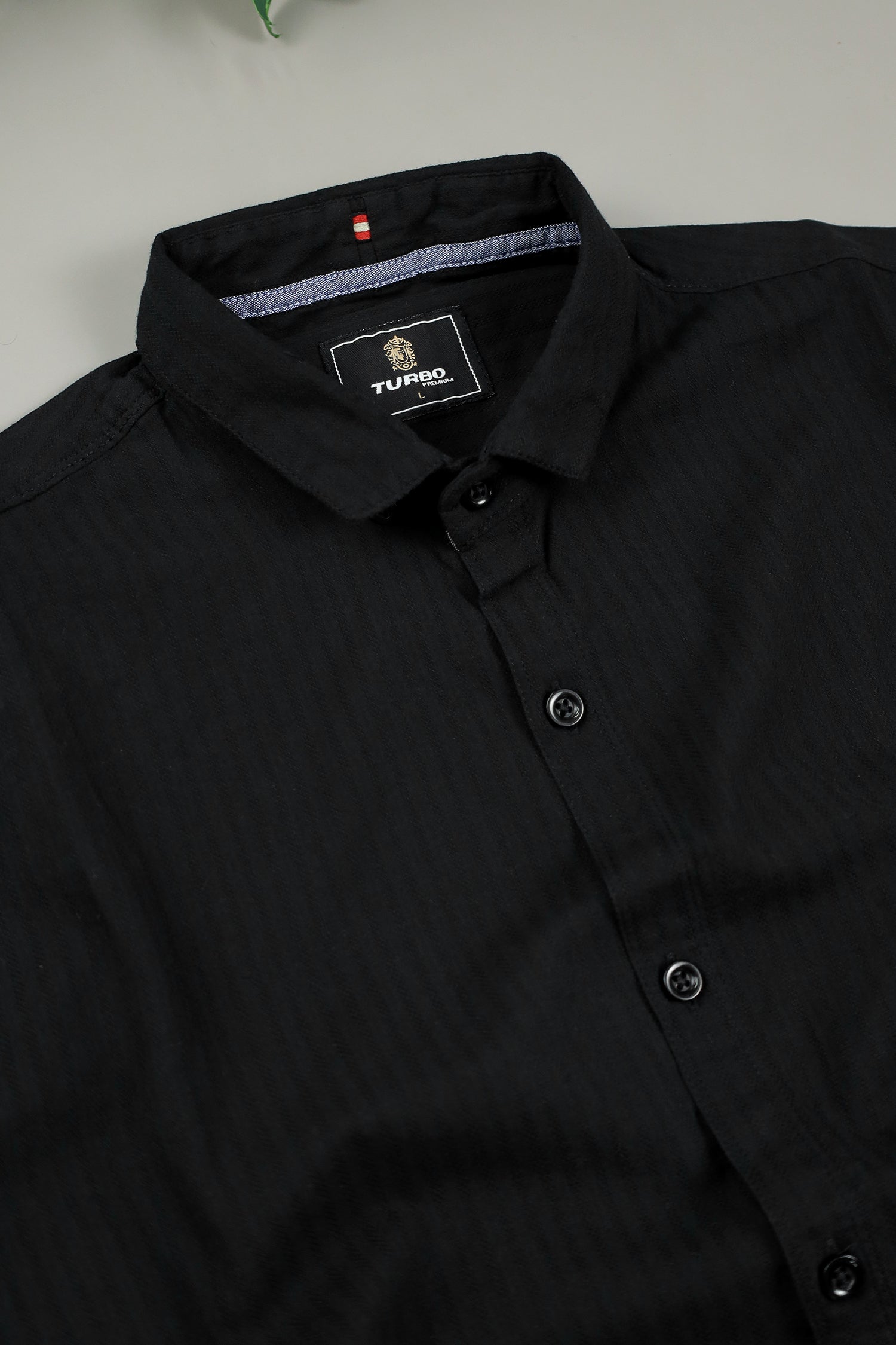 Turbo Organic MonoChromatic Long Sleeve Cotton Casual Shirt in Black