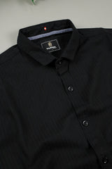 Turbo Organic MonoChromatic Long Sleeve Cotton Casual Shirt in Black