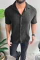 Turbo Minimalist Design Half Sleeve Casual Shirt In Black