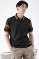 Turbo Casual Holiday Contrasted Men's Polo Shirt In Black