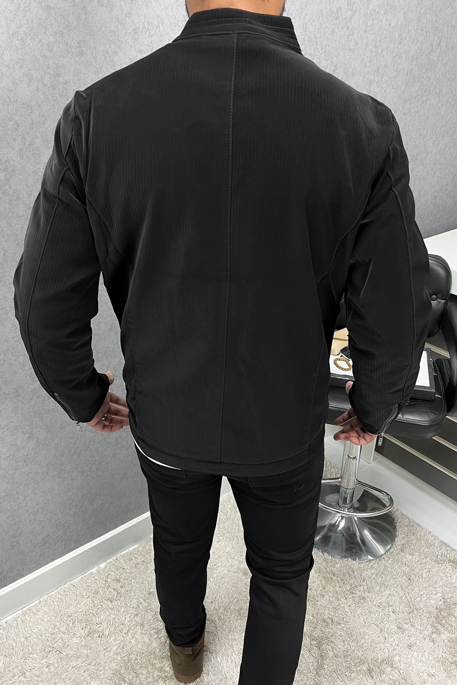 Elegant Plain Men's Imported Suede Leather Jacket