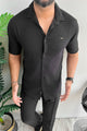 Turbo Designer Motif Embossed Casual Shirt In Black