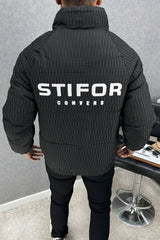 Stifr All Over Texture Padded Imported Puffer Jacket In Black