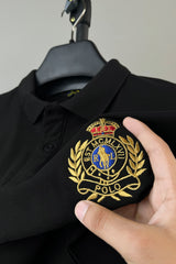 Polo Rph Luren Classic Fit Typography Embroidered Men's Polo Shirt In Black