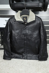 Trendy Full Fur Collar Men's Imported Leather Jacket