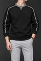 Turbo Minimal Piping Imported Round Neck Men's Sweatshirt In Black
