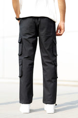 Turbo 8 Pockets Imp Cotton Blend Cargo Trouser In Black