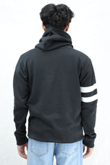 Turbo Elbow Panel Stripe Fleece Hoodie In Black