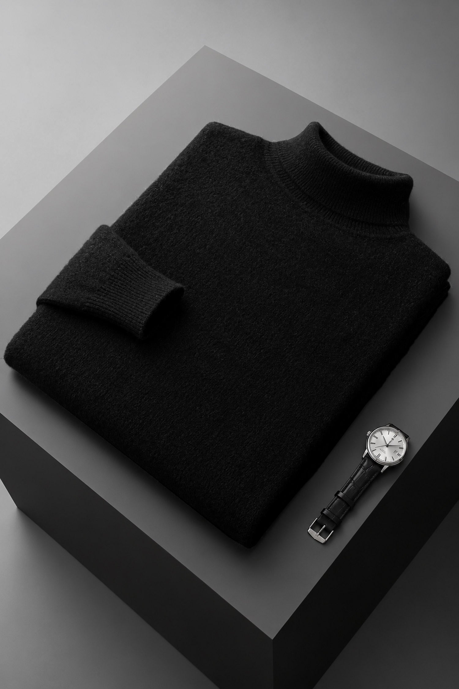 Turbo Extreme Rabbit Wool Turtleneck Pullover Imported High Neck In Black