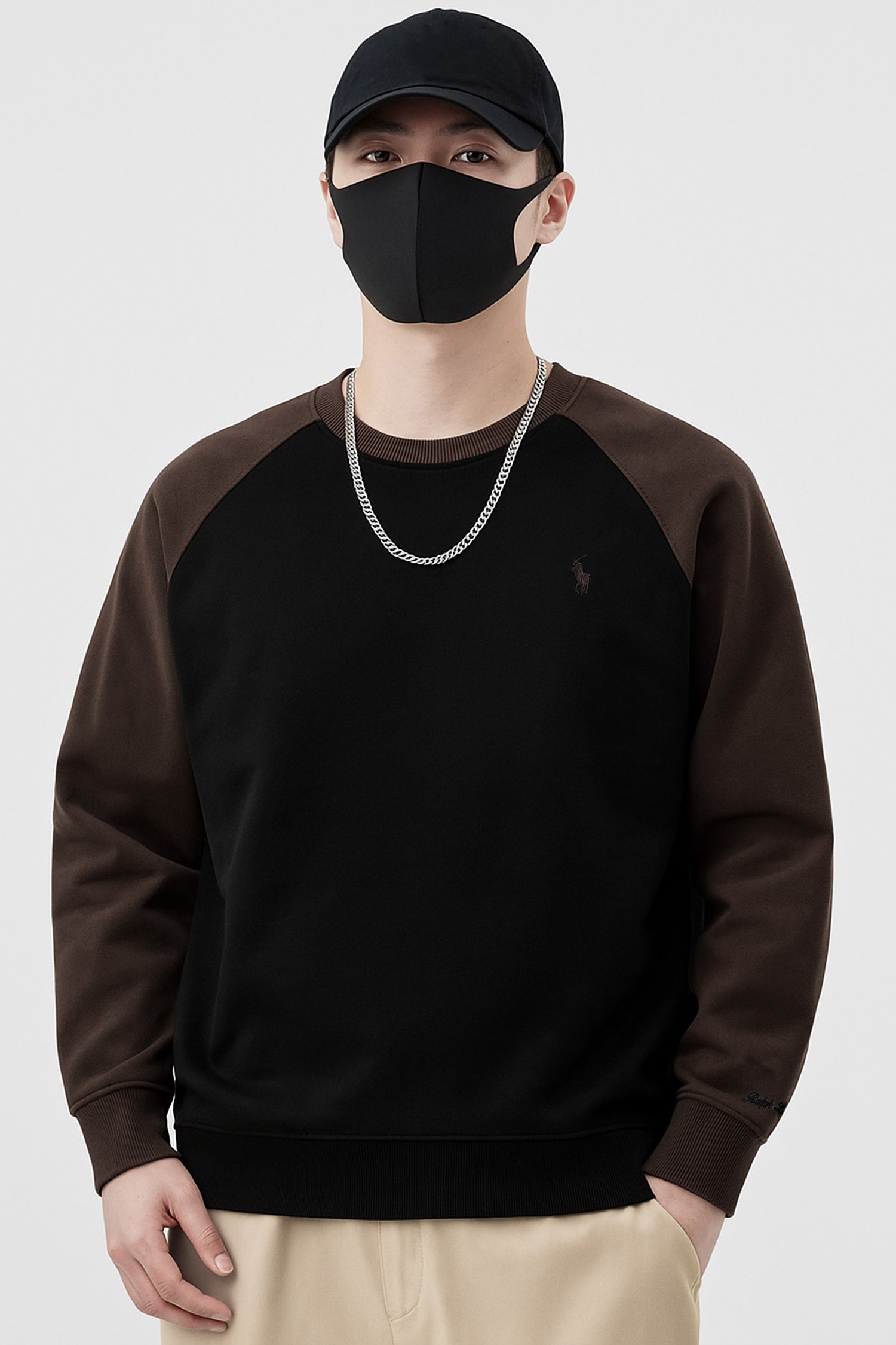 Rph Lren Raglan Pullover Mock Neck Imported Men's Sweatshirt
