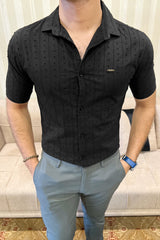 Turbo Puff Clasic Thread Casual Shirt In Black