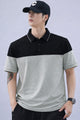 Turbo Color-Blocked Panel Style Men's Polo T-Shirt In Black