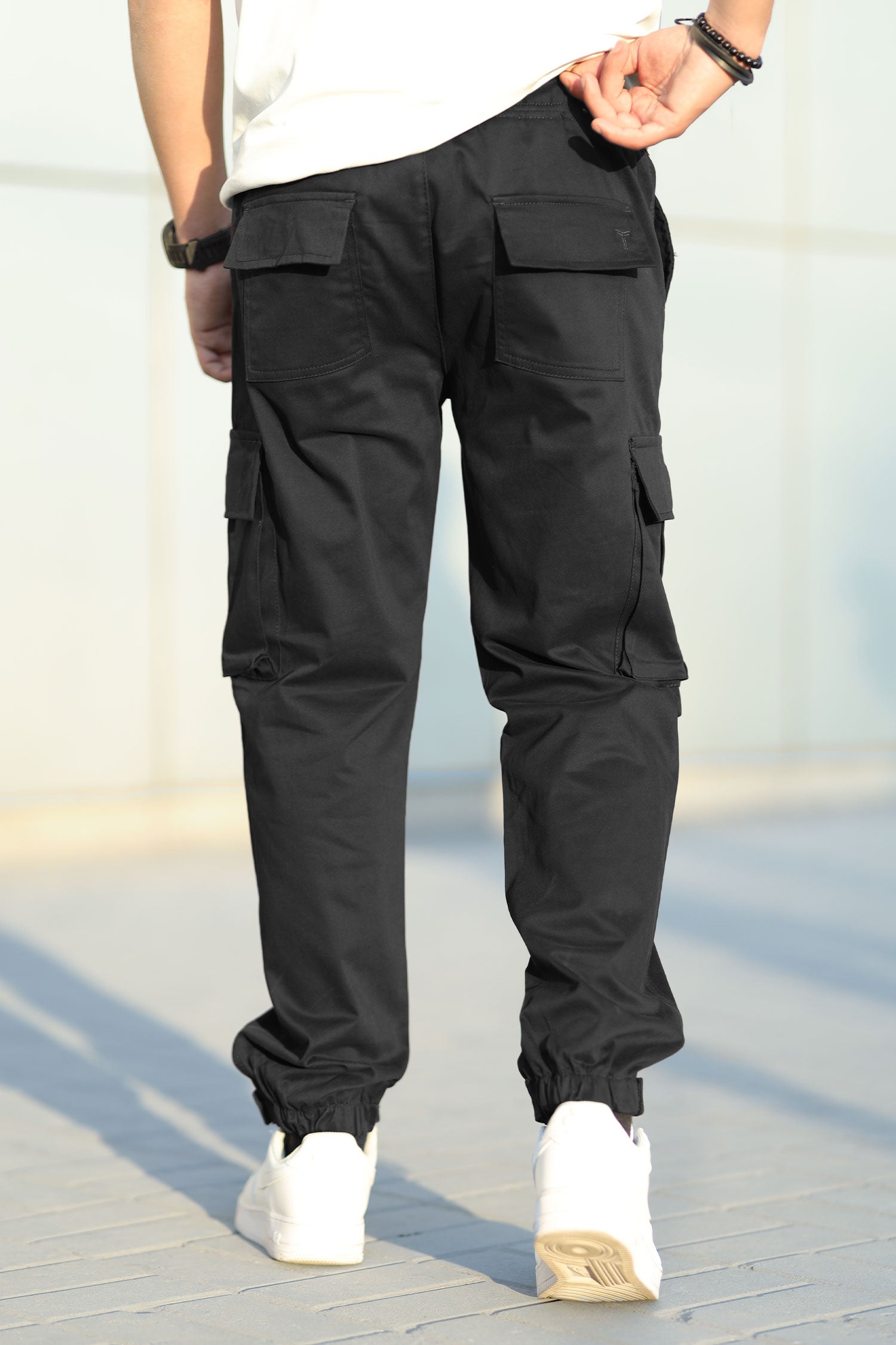 Turbo Vintage Grip Signature Imp Cotton Cargo Trouser In Black