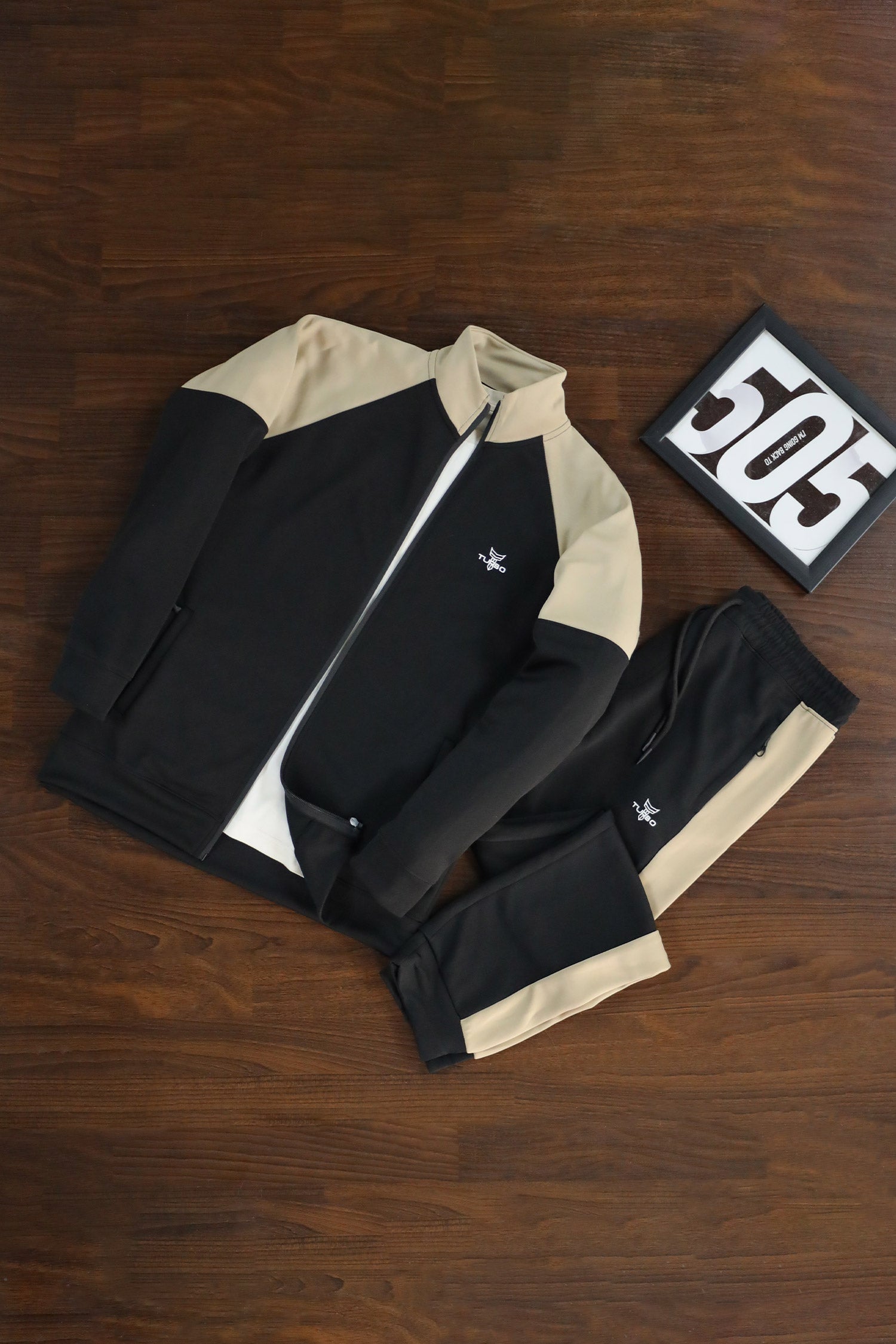 Turbo Raglan Sleeves Panel Moke Neck Zipper Tracksuit