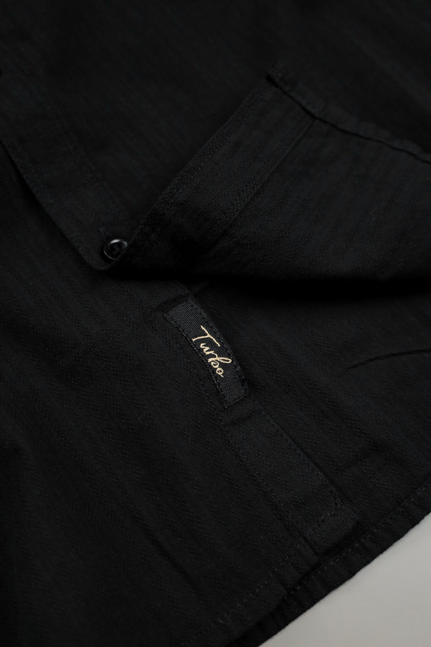 Turbo Organic MonoChromatic Long Sleeve Cotton Casual Shirt in Black